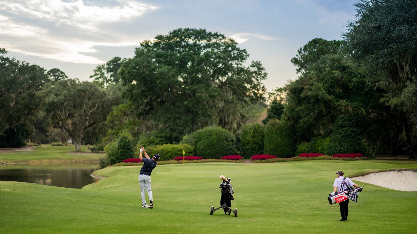 A flighted wedge approach from Jacob with the 388...