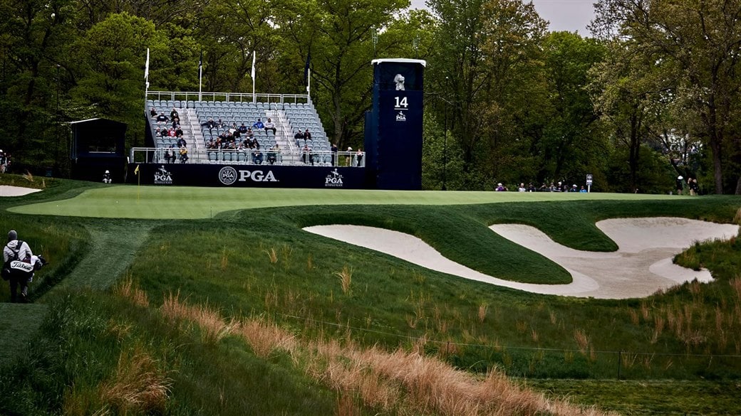 A view of the green from inside the ropes on hole No. 14 of the The Black Course at Bethpage State Park